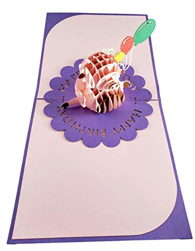 iGifts And Cards Birthday Pig 3D Pop-Up Card – Happy Celebration 6"x6" | Whimsical Farmhouse Piglet, Thinking Of You, Congratulations, Best Wishes, Friendship Token, Friend, Coworker, Farmer Theme - color: Pig Birthday