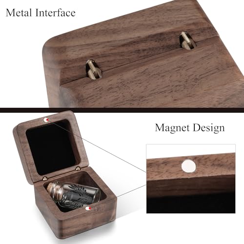 SOITIS Wooden Box for Ashes - Small Glass Urn for Human Ashes Keepsake, Mini Urns for Ashes Cremation Holder, Funeral Keepsake for Women Men - Black Wings Urn - size: Black