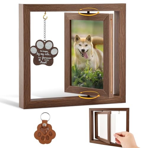 Pet Memorial Gift - 4×6 Loving Memory Photo Frame with Sympathy Poem - Thoughtful Passing Away Condolence Remembrance Gift for Grieving Pet Parents with Pet Keychain