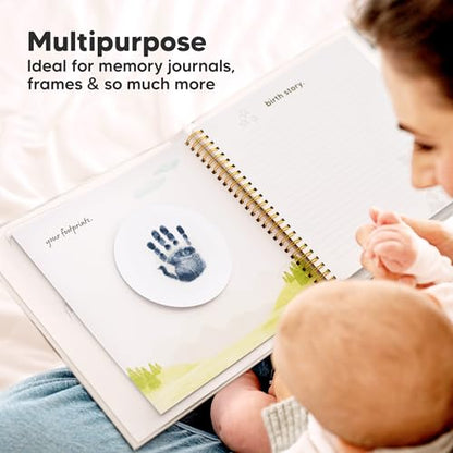 2pk Inkless Baby Hand and Footprint Kit Mess Free Ink Pad (Navy, Round) | Round Size, Newborn Keepsake, Dog Nose, Paw Print Kit, Clean Touch Ink Pads, Baby Handprints Footprints Kit, New Mom Gifts - color: Navy, size: 2-Pack, Round 3.4" x 3.4"