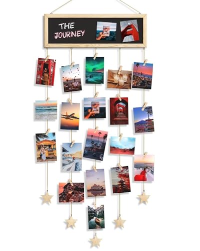 SF SOONEAT Picture Frames Collage Wall Decor Hanging Photo Display Multiple Family Tree Polaroid Celebration of Life Decorations with String, Blackboard, 30 Clips