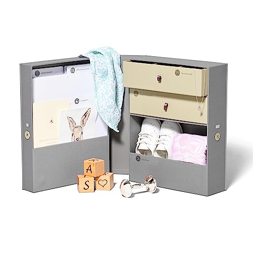 Savor | Baby Keepsake Organizer Box | The Original Fabric Acid-Free Modern Minimalist Gender-neutral Memory Box with Labels | For Pregnancy, Mother’s Day, Baby Shower, New Baby Girl Baby Boy Gifting - color: Slate - No Customization, style: Baby Keepsake