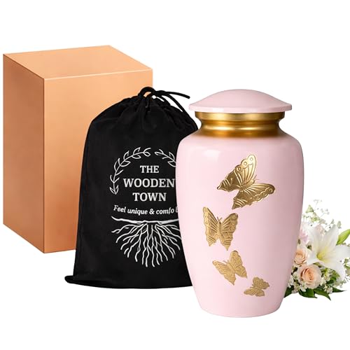 Urn Human Ashes Adult Male/Female,Creamation Urn for Human Ashes Adult Man/Women,200+ Cubic inch Capacity,Decorative Burial Urn, Funeral Cremation Urns_Butterfly 10 x 6.5 Blush Rose Gold - color: Blush Rose Gold, size: Butterfly 10 x 6.5