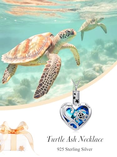 WINNICACA Urn Necklaces for Ashes 925 Sterling Silver Tree of Life Heart Cremation Jewelry for Ashes Jewelry Gifts for Human Ashes Keepsake Memorial Jewelry for Women Men - style: 5-Turtle Urn
