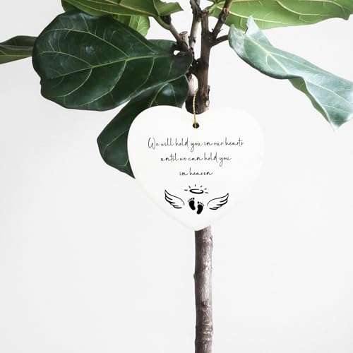 Baby Loss Gifts We Will Hold You in Our Hearts Hanging Ornament Angel Baby Memorial Gift Miscarriage Gifts for Mothers Loss of Baby Sympathy Gift Hialektur Christmas Ceramic Heart Keepsake - color: Baby Loss Gifts