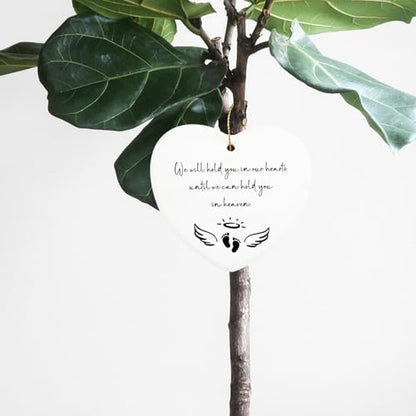 Baby Loss Gifts We Will Hold You in Our Hearts Hanging Ornament Angel Baby Memorial Gift Miscarriage Gifts for Mothers Loss of Baby Sympathy Gift Hialektur Christmas Ceramic Heart Keepsake - color: Baby Loss Gifts