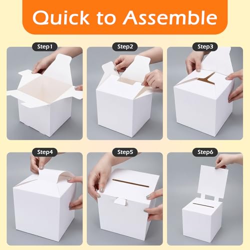 3 Pcs Cardboard Ballot Box, Cardboard Donation Suggestion Box with Slot | 5.9 x 5.9 x 11.8 Inch; White Glossy Raffle Boxes with Removable Header; For Fundraising Collecting Card Voting Contest