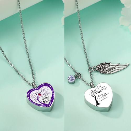 RIPFEVURN Small Mini Urns for Human Ashes Keepsake Adult Female Male Tree of Life Cremation Jewelry Urn Necklaces for Ashes for Women Men Set of 6(Purple)