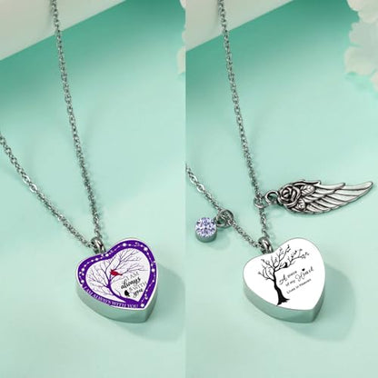 RIPFEVURN Small Mini Urns for Human Ashes Keepsake Adult Female Male Tree of Life Cremation Jewelry Urn Necklaces for Ashes for Women Men Set of 6(Purple)