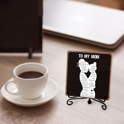 To My Mom Decor, Mother Appreciation Gift for Women, Heartwarming Sign | Mother Thanks Keepsake from Son Daughter, Thank You Mom Wooden Sign Tabletop, Mothers Day Birthday Gifts, Home Office Decor - style: To my mom