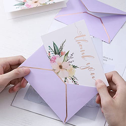 Winoo Design Heavy Duty Thank You Cards with Envelopes - 36 PK - Gold Thank You Notes 4x6 Inches Baby Shower Cards Wedding Small Business Graduation Funeral Bridal Shower (Violet) - style: Violet