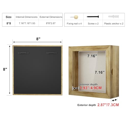 Love-KANKEI Deep Shadow Box Frame 8x8,Solid Wood Frame,Carbonized Black - color: Carbonized Black, size: 8 x 8