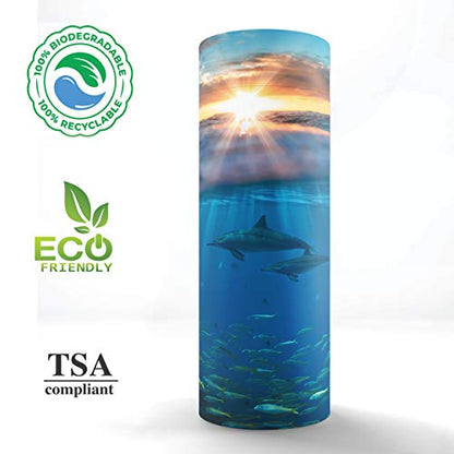 Commemorative Cremation Urns Dolphin Divinity Scattering Urn - Biodegradable, Paper, Blue, Dolphin Pattern - Cremation Urns - Adult Ashes - 100 cubic inches - color: Divine Dolphins, size: Medium 10"x4"