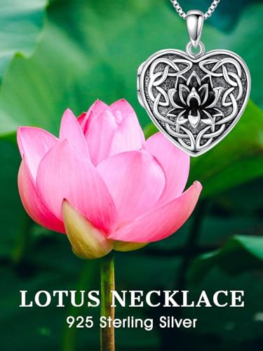 Dorunmo Locket Necklace 925 Sterling Silver Pictures Photo Keep Someone Near to You Custom Lockets Mother's Day Jewelry Personalized Photo Locket Gifts - color: C-Lotus-Celtic, style: Locket Only