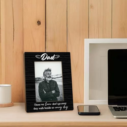 Dad Memorial Gifts Picture Frame 5x7, In Loving Memory Photo Frame, Memorial Gifts for Loss of Dad, They Walk Beside us Every Day Sympathy Wooden Picture Photo Frames for Desk Home Room Decor