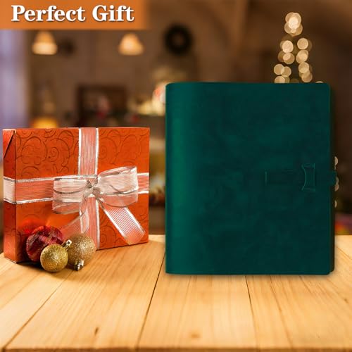 Genuine Leather 4x6 Photo Album, with Writing Space - color: Green