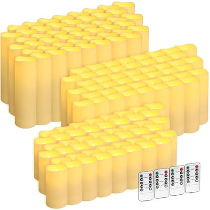 144-Pack LED Flameless Candles with Remote Control - Battery Operated, Timer, Dimmable, 3D Flame Flickering , Perfect for Halloween Christmas Parties,Wedding,Home Decor ,Gift and Special Occasions. - size: 144-Pack