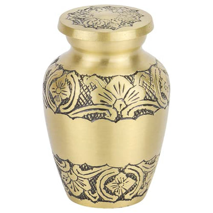 Elegant Gold Keepsake Cremation Urn for Ashes, Brass, Gold Urn, Keepsake Sized Cremation Urn, 2.75 Inches High - color: Elegant Gold