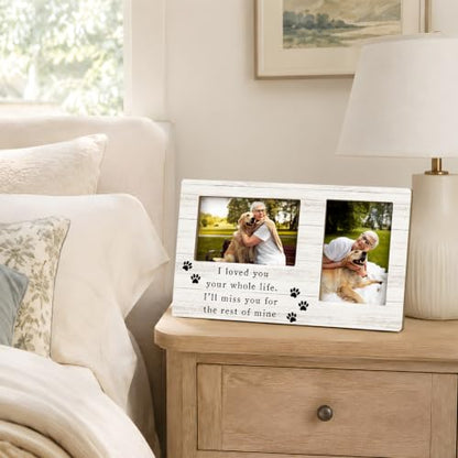Dog Memorial Double Picture Frame 4x6, Memorial Pet Two Photo Frame - color: color-4