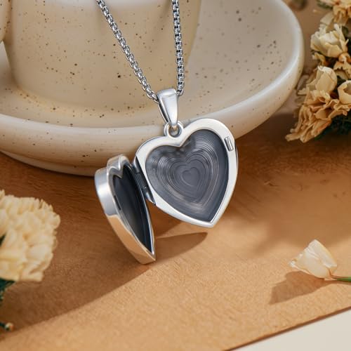 PELOVNY Birth Flower Locket Necklace for Women 925 Sterling Silver Flower Butterfly Heart Photo Locket Pendant Birthday Christmas Jewelry Gifts for Mom Daughter Wife Sister - color: 11-Chrysanthemum