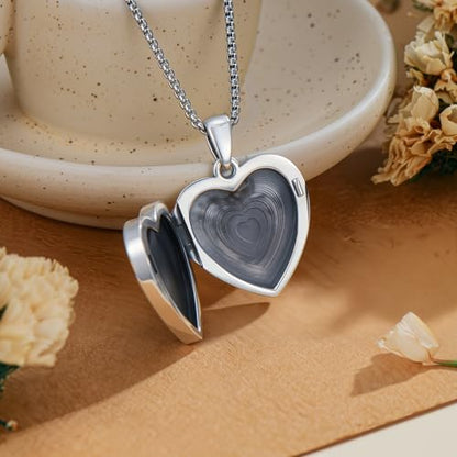 PELOVNY Birth Flower Locket Necklace for Women 925 Sterling Silver Flower Butterfly Heart Photo Locket Pendant Birthday Christmas Jewelry Gifts for Mom Daughter Wife Sister - color: 11-Chrysanthemum