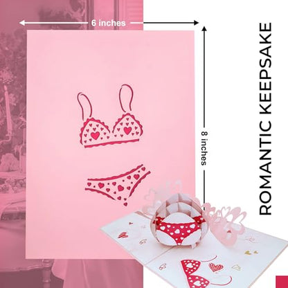 iGifts And Cards Sexy Lingerie 3D Pop-Up Card – Cheeky Love 6"x8" | Valentine's Day, Thinking of You, Romantic Keepsake, Wife, Girlfriend, Playful Hearts, Flirty Surprise, Just Because, For Her - color: Underwear