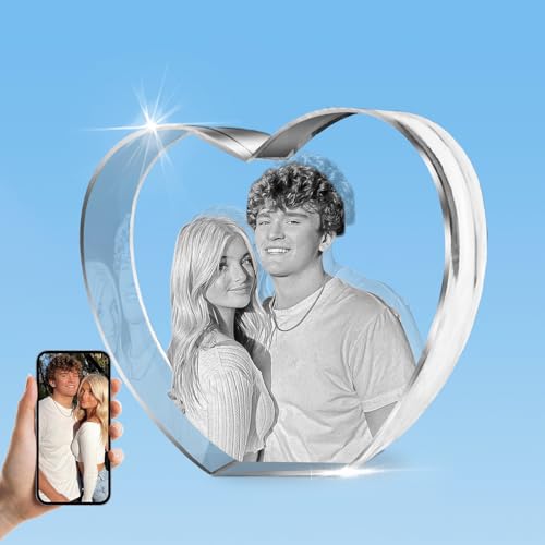 HAN'S LASER 3D Crystal Photo, Personalized Gift with Your Own Photo, Unique Mother’s Day,Birthday Gift for Women, Mother, Wife, Husband, Men(Small Heart) - size: Small Heart