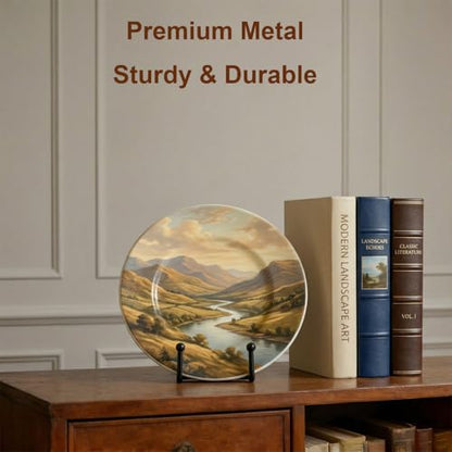 3 Pack 8 Inch Plate Stands for Display, Metal Picture Frame Display Stand | Black Decorative Small Easels for Display, Picture Holder Stand for Book , Photo and Platter, Plaques, Tabletop Art (Black) - size: 8 in