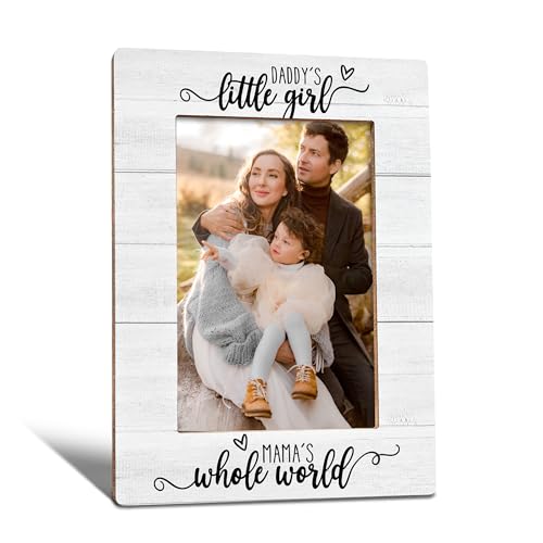 Baby Picture Frame, New Born Gifts for Babies, Daddys Baby Girl Boy Photo Frame 4X6, Daddy's Little Girl Mama's Whole World Fathers Day Gift Wooden Photo Picture Frames for Desk Tabletop Decor - color: wood
