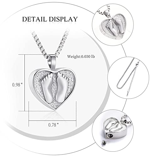 XSMZB Always In My Heart Baby Feet Ashes Keepsake Urn Pendant Necklace Cremation Urns Memorial Jewelry - color: Cusomize-3D