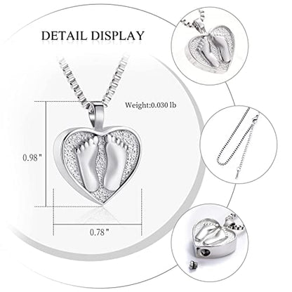 XSMZB Always In My Heart Baby Feet Ashes Keepsake Urn Pendant Necklace Cremation Urns Memorial Jewelry - color: Cusomize-3D