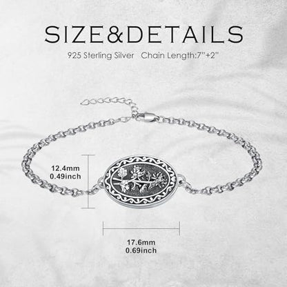 Birth Flower Photo Locket Bracelet 925 Sterling Silver 12 Month Locket Bracelet with Picture Birth Flower Photo Jewelry Gifts for Women Mother Mom Daughter - style: 11-November-Chrysanthemum