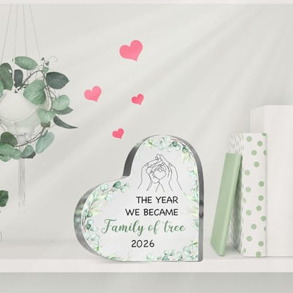 Newborn Gifts for Women Men, Heartwarming Newborn Keepsake for Mom Dad New Parents, 2026 Pregnancy Announcement Keepsake Plaque Desk Shelf Nursery Sign - style: Family of tree