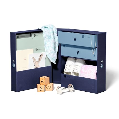 Savor | Baby Keepsake Organizer Box | The Original Fabric Acid-Free Modern Minimalist Gender-neutral Memory Box with Labels | For Pregnancy, Mother’s Day, Baby Shower, New Baby Girl Baby Boy Gifting - color: Blue - No Customization, style: Baby Keepsake B