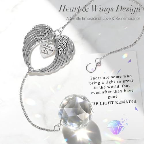 Memorial Sympathy Gifts for Loss of Loved One, Memorial Crystal Suncatcher | Heart-Wings Suncatcher for Mother Remembrance, Miscarriage & Bereavement Grief Gift Ideas for Loss of Mom Dad Husband Baby