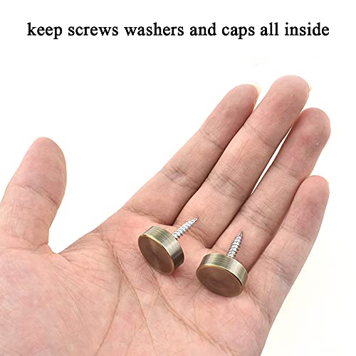 Hahiyo 18mm Diameter Mirror Screws Brushed Copper Material Solid Easy Install Brass Washer Decorative Caps Fasteners Nails Bronze 8 Pairs for Bathroom Mirrors Panels Kitchen Ceiling Arts Crafts - size: 18mm-8sets-Bronze