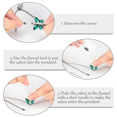 constantlife Crystal Butterfly Cremation Bracelet for Ashes for Women Stainless Steel Pendant Urn Keepsake Adjustable Wristband Bangle Memorial Jewelry Gift - color: Customize