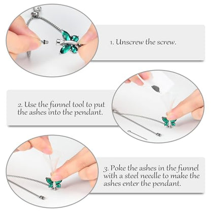 constantlife Crystal Butterfly Cremation Bracelet for Ashes for Women Stainless Steel Pendant Urn Keepsake Adjustable Wristband Bangle Memorial Jewelry Gift - color: Customize