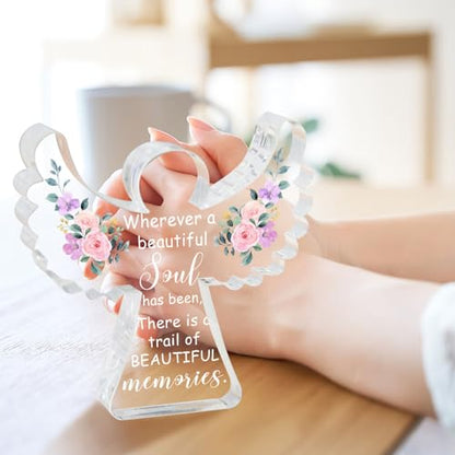 Sympathy Gifts, Angel Acrylic Memorial Bereavement Sign Gift, Grieving Gift, Remembrance Grief Dandelion Theme Gifts for Loss of Loved One, Sympathy Sign for Home Living Room Table Centerpiece Decor - style: 045