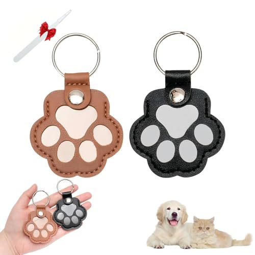 2 Pack Dog Hair Keychain, Pet Paw Shaped Keychain (BLACK and BROWN) | Cat Memorial Gift Keyring | Pet Fur Leather Keepsake, Handmade Key Holder for Rabbit, Kittens Fur - color: BLACK+BROWN