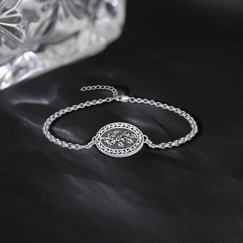 Birth Flower Photo Locket Bracelet 925 Sterling Silver 12 Month Locket Bracelet with Picture Birth Flower Photo Jewelry Gifts for Women Mother Mom Daughter - style: 12-December-Holly