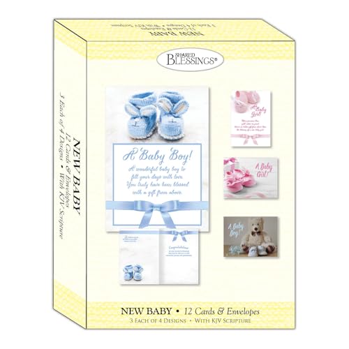 Crown Point Graphics Shared Blessings New Baby Greeting Cards KJV, 12 Count