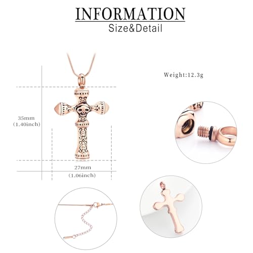 Skull Cross Cremation Jewelry Retro Skull Urn Necklaces for Ashe Stainless Steel Memorial locket Keepsakes Jewelry Human Ash Pendant Jewelry for Men Women - color: Customize