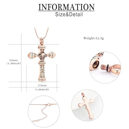 Skull Cross Cremation Jewelry Retro Skull Urn Necklaces for Ashe Stainless Steel Memorial locket Keepsakes Jewelry Human Ash Pendant Jewelry for Men Women - color: Customize