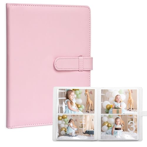 Photo Albums 4x6 Pictures – 152 Pockets Vegan Leather Cover Memory Album Book, Suitable for Family Wedding Boys Girls and Babies Storage (Pink) - color: Pink