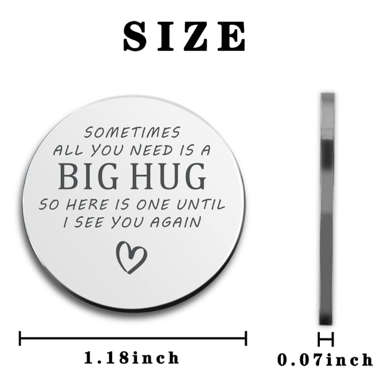 Encouragement Thinking of You Long Distance Relationship Gifts for Women Men Friends Coworkers Daughter Someone Moving Away Metal Double Sided Pocket Hug Token for Graduation Birthday Christmas