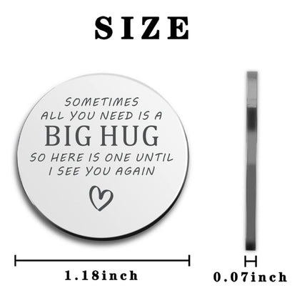 Encouragement Thinking of You Long Distance Relationship Gifts for Women Men Friends Coworkers Daughter Someone Moving Away Metal Double Sided Pocket Hug Token for Graduation Birthday Christmas