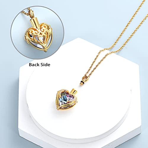 shajwo Angel Wing Heart Urn Necklace for Ashes - color: Gold-Purple
