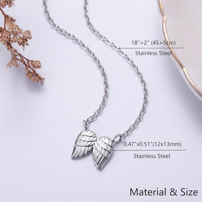 Ralukiia Angel Wings Necklace Gift from Heaven, Memorial Gifts for Loss of Loved One, Mourning Jewelry, Thinking of You Gift, Letter from Heaven Sympathy Condolence - style: silver