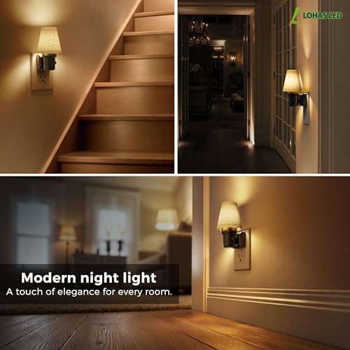L LOHAS LED Night Lights Plug into Wall, Linen Fabric Night Light - color: Round Platform-3000K, size: 1 Pack